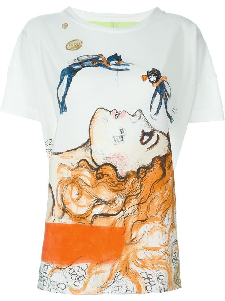Tsumori Chisato Printed T-shirt, Women's, Size: 2, White, Silk/polyurethane