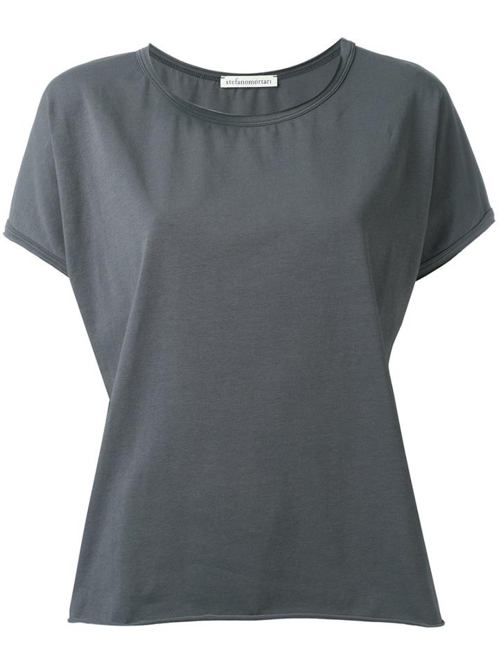 Stefano Mortari Raw Hemmed T-shirt, Women's, Size: 44, Grey, Cotton/spandex/elastane