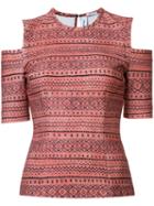 Yigal Azrouel - Tribal Cold Shoulder Top - Women - Polyester/spandex/elastane - 0, Women's, Pink/purple, Polyester/spandex/elastane