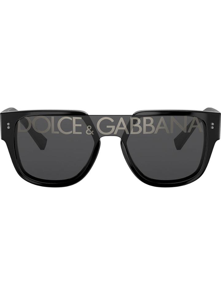 Dolce & Gabbana Eyewear Logo Print Aviator Sunglasses - Black