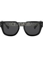 Dolce & Gabbana Eyewear Logo Print Aviator Sunglasses - Black