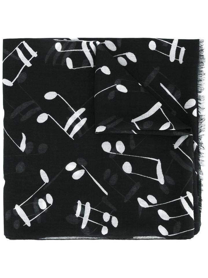 Saint Laurent - Music Note Printed Scarf - Men - Wool - One Size, Black, Wool