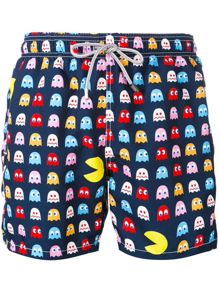 Mc2 Saint Barth - Pacman Print Swim Shorts - Men - Polyamide/polyester/spandex/elastane - M, Blue, Polyamide/polyester/spandex/elastane