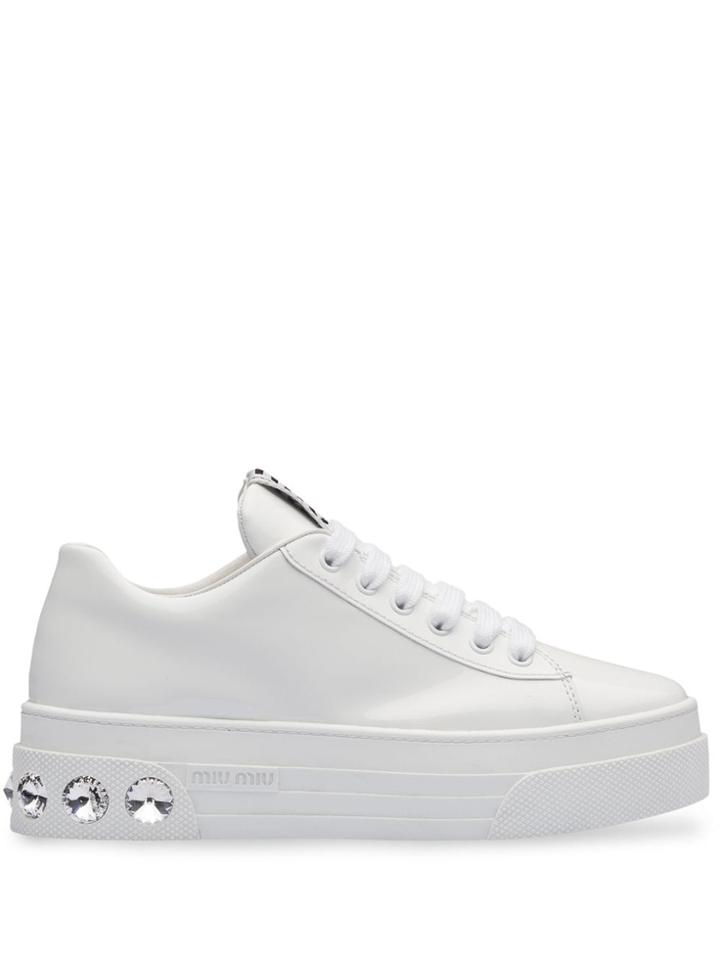 Miu Miu Patent Low-top Sneakers - White