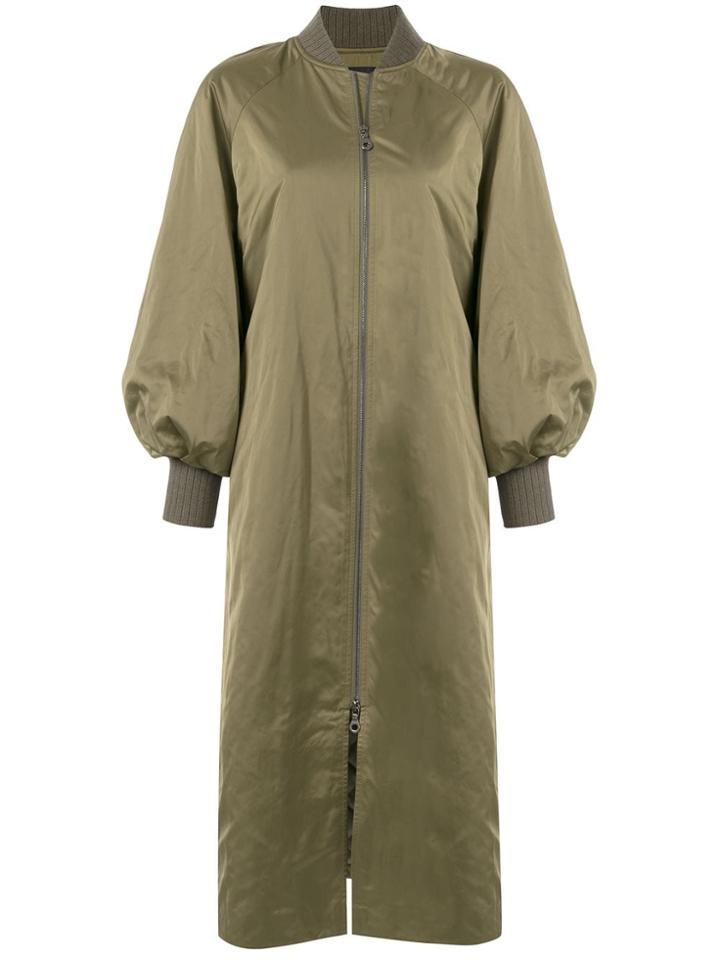 Goen.j Long Bomber Coat - Green