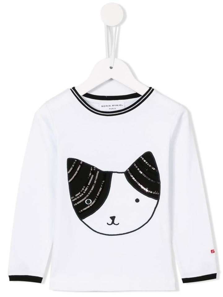 Sonia Rykiel Cat Embroidered T-shirt, Girl's, Size: 6 Yrs, White