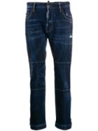 Dsquared2 Panelled Cropped Denim Jeans - Blue