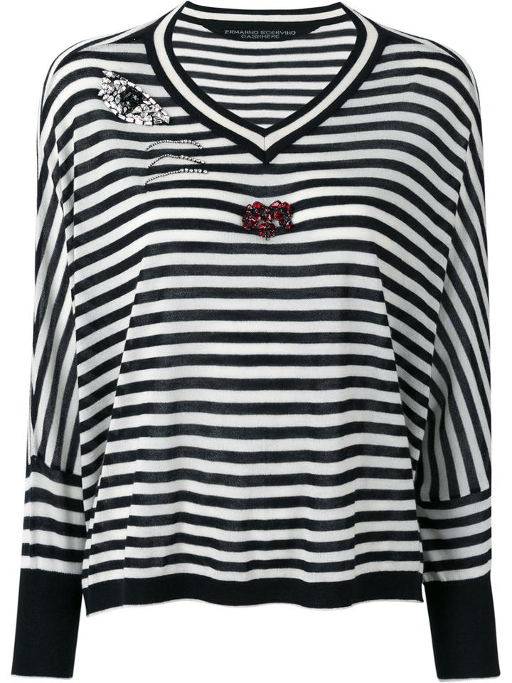 Ermanno Scervino Crystal Embellished T-shirt, Women's, Size: Medium, Black, Cashmere