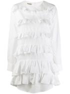 Jourden Poplin Ruffled Mini Shirt Dress - White