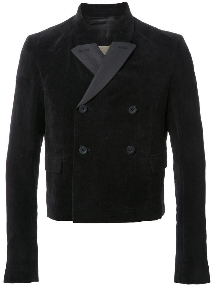 Rick Owens Double Breasted Jacket, Men's, Size: 54, Black, Cotton/linen/flax