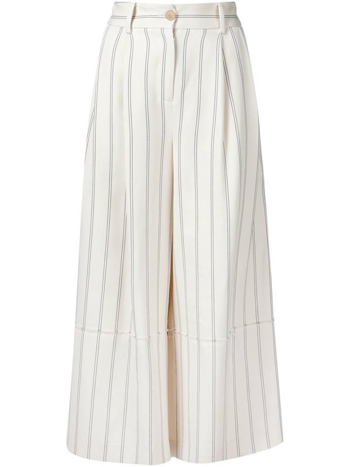 Grey Jason Wu Striped Culottes, Women's, Size: 2, White, Cotton/viscose