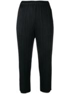 Pleats Please By Issey Miyake Plissé Cropped Trousers - Black