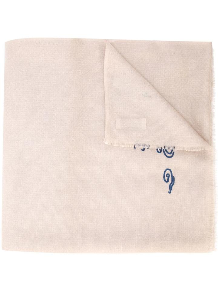 Janavi Koi Fish Embroidered Scarf - Neutrals