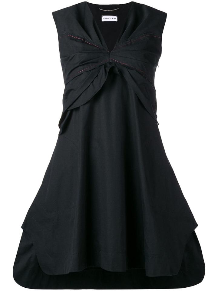 Carven Ruched Bust Sleeveless Mini Dress - Black