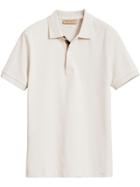Burberry Check Placket Cotton Piqué Polo Shirt - Nude & Neutrals