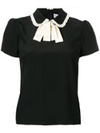 Red Valentino Striped Bow Blouse - Black