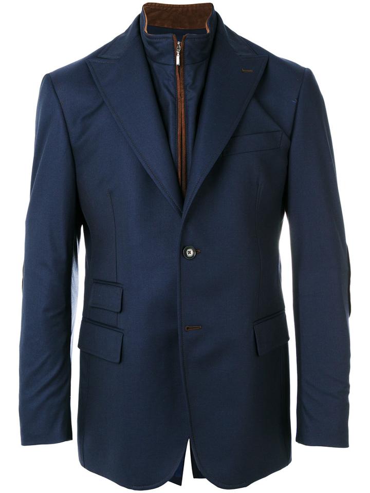 Pal Zileri - Detachable Collar Blazer - Men - Polyurethane/cupro/wool - 50, Blue, Polyurethane/cupro/wool