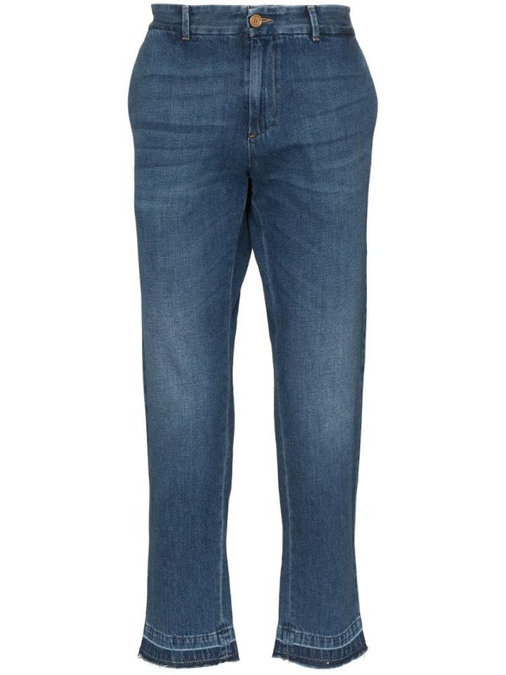 Gucci Logo-embroidered Tapered Jeans - Blue