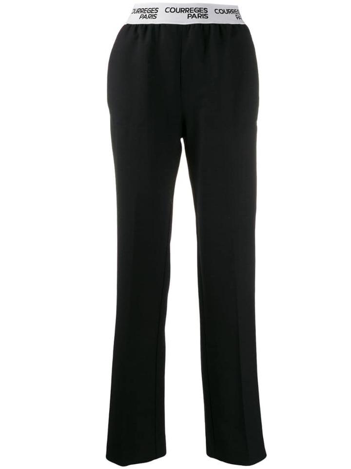Courrèges High Rise Logo Waistband Trousers - Black