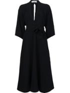 Tome V-neck Belted Dress - Black