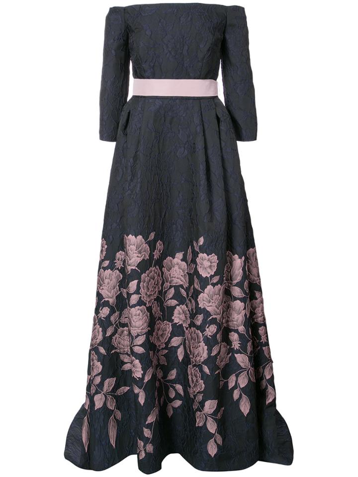 Carolina Herrera Off-the-shoulder Floral Gown - Blue