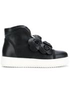 Twin-set Flower Trim High Top Sneakers - Black