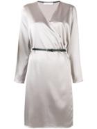 Jean Paul Knott Wrap Belted Dress - Nude & Neutrals