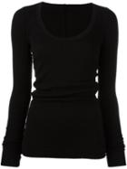 Rick Owens Drkshdw Scoop Neck T-shirt, Women's, Size: Large, Black, Cotton