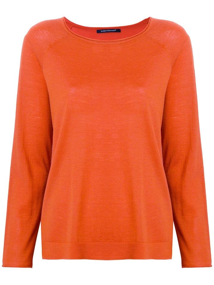 Luisa Cerano Long-sleeve Fitted Sweater - Orange