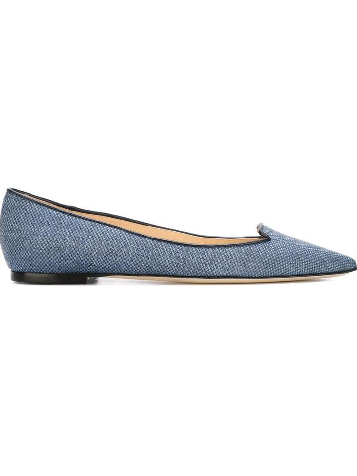 Jimmy Choo Attila Ballerinas, Women's, Size: 38.5, Blue, Raffia/leather