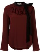 Chloé Velvet Collar Blouse, Women's, Size: 38, Pink/purple, Silk/cotton