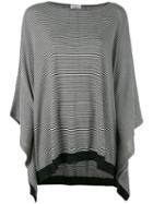 Brunello Cucinelli - Striped Poncho Sweater - Women - Cashmere/wool - L, Black, Cashmere/wool