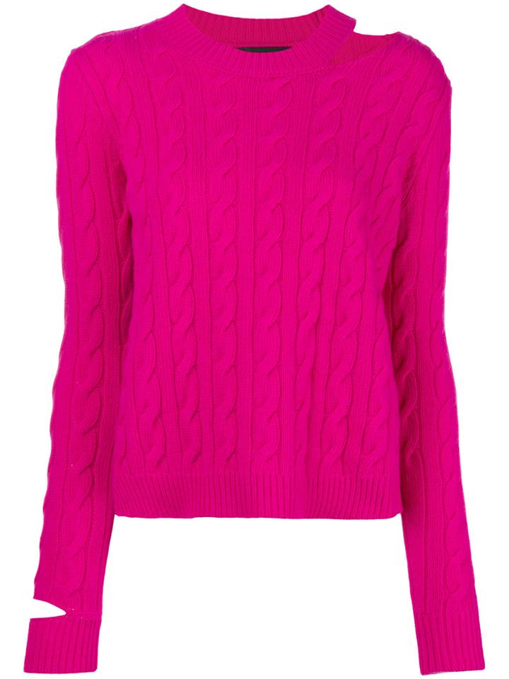 Erika Cavallini Cable Knit Cut-out Sweater - Pink & Purple