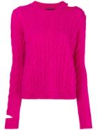 Erika Cavallini Cable Knit Cut-out Sweater - Pink & Purple