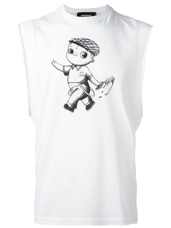 Dsquared2 Switchblade Punk Sleeveless T-shirt, Men's, Size: Small, White, Cotton