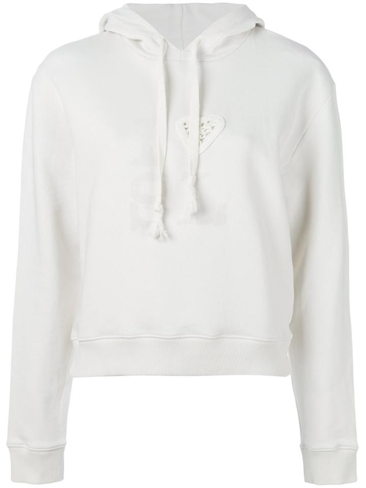 Saint Laurent Heart Embroidered Hoodie - White