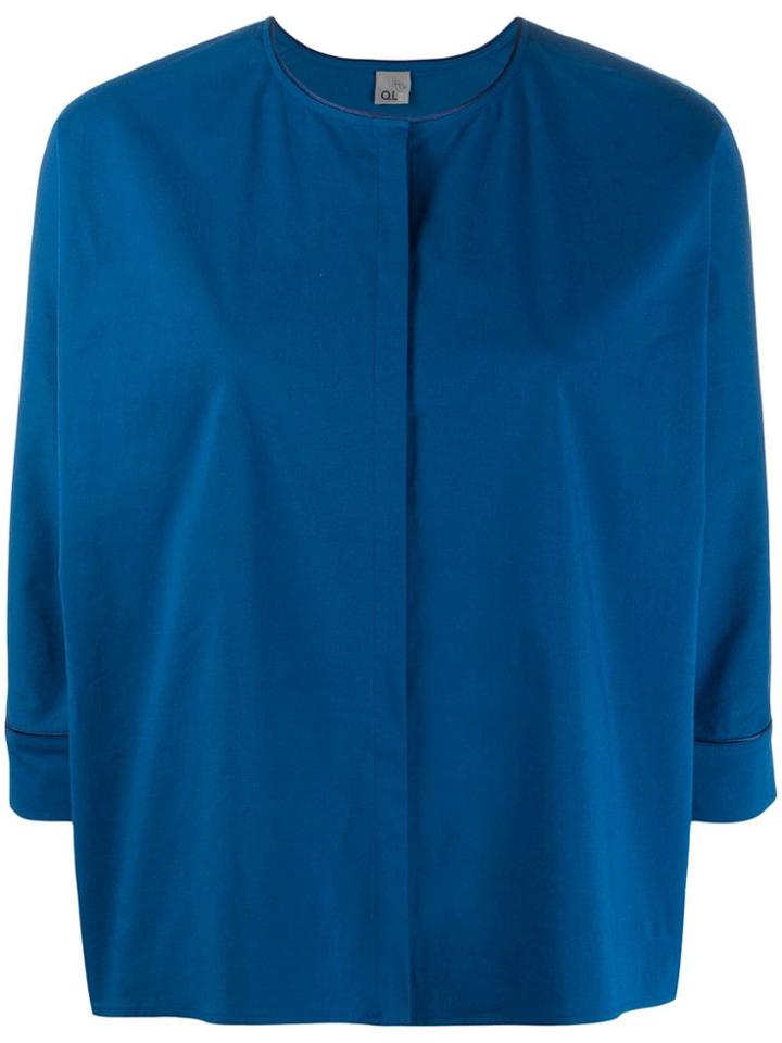 Ql2 Concealed Front Blouse - Blue