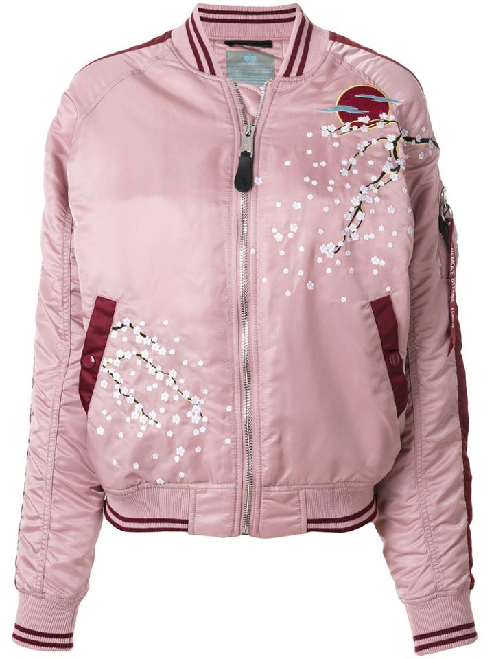 Alpha Industries Blossom Detail Bomber Jacket - Pink & Purple