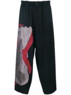Yohji Yamamoto Embroidered Cropped Trousers - Black