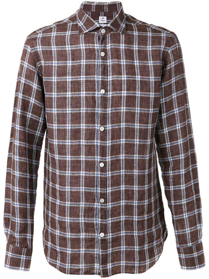 Danolis - Checked Shirt - Men - Linen/flax - 44, Brown, Linen/flax