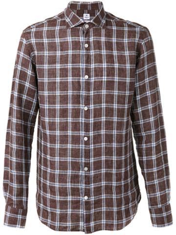 Danolis - Checked Shirt - Men - Linen/flax - 44, Brown, Linen/flax