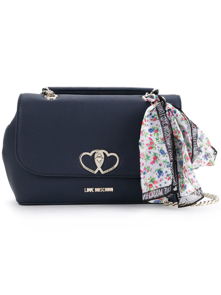 Scarf Detail Shoulder Bag - Women - Pvc - One Size, Blue, Pvc, Love Moschino