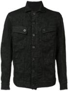 11 By Boris Bidjan Saberi Embroidered Detail Denim Jacket, Men's, Size: Large, Black, Cotton/spandex/elastane