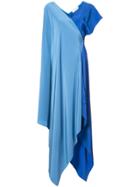 Dvf Diane Von Furstenberg Asymmetric Sleeve Scarf Dress - Blue