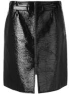 Courrèges Front Slit Mini Skirt, Women's, Size: 38, Black, Cotton/polyurethane/cupro