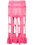 Comme Des Garçons Vintage Cut-out Frilled Trousers - Pink & Purple