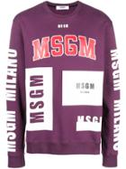 Msgm Logomania Oversized Sweater - Pink & Purple