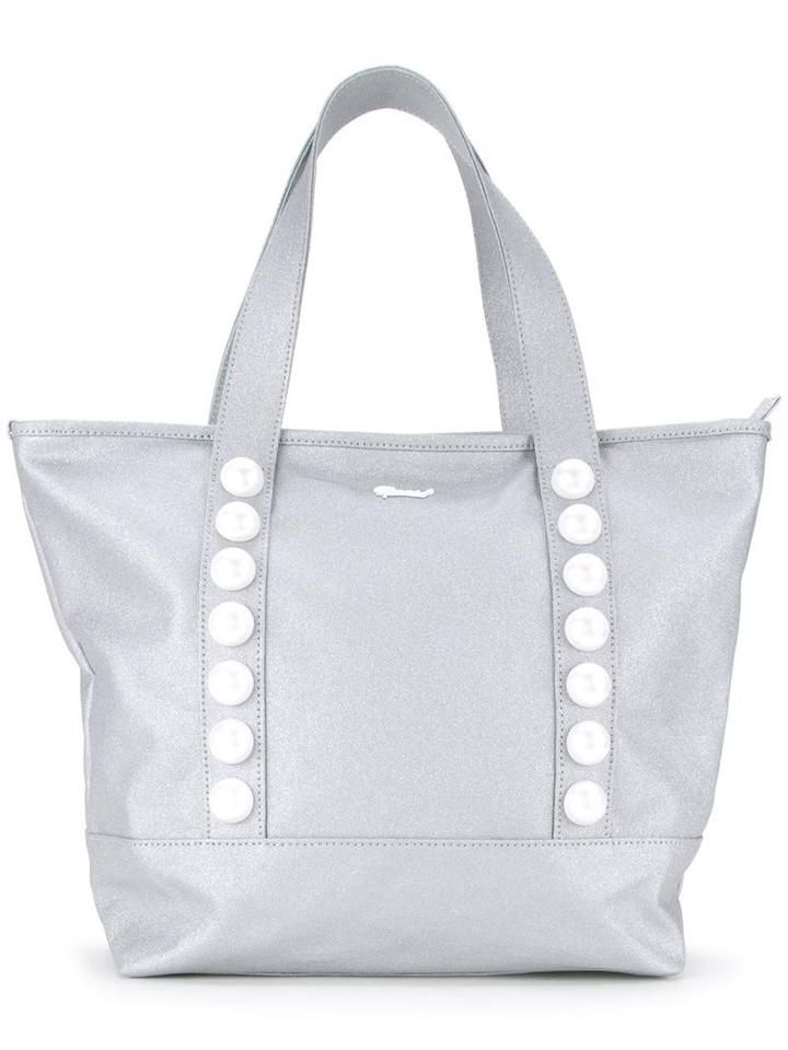Muveil Button Detail Tote, Women's, Grey, Cotton