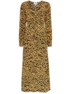 Ganni Goldstone Floral Print Crepe Dress - Black