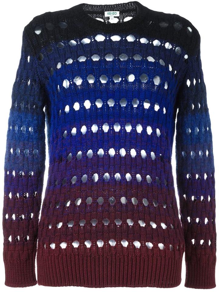 Kenzo Laser Cut Jumper, Women's, Size: Xs, Blue, Polyamide/mohair/wool